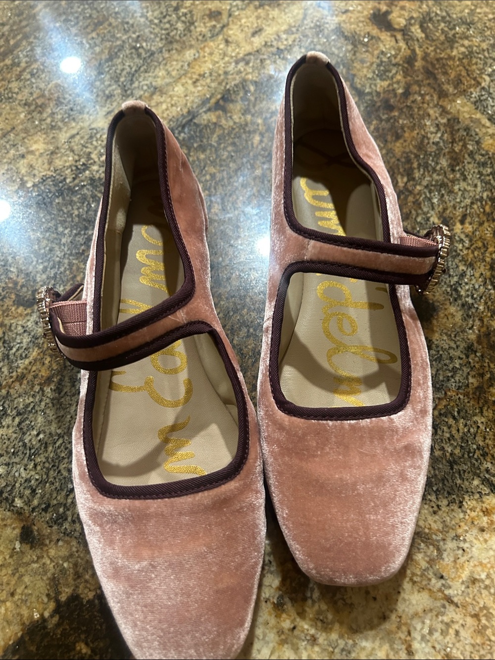 Sam Edelman Michaela Glow Velvet Mary Jane Flat Pink